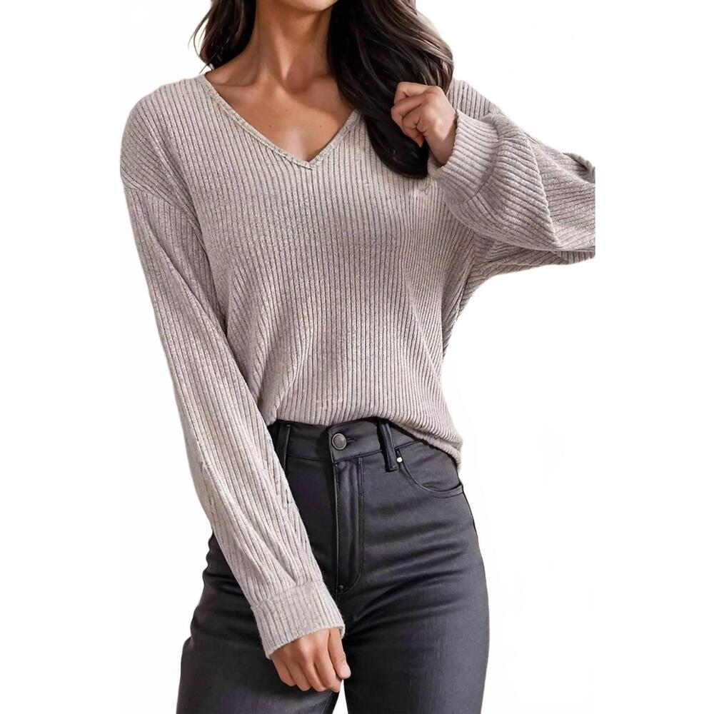 NEW AAPPARELLA bow tie back blouse in taupe